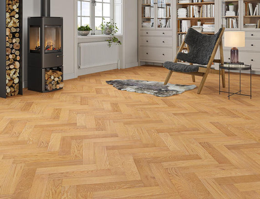 Euro Sharnbrook Select Oak Engineered Herringbone - 15mm Brushed UV Lacquered