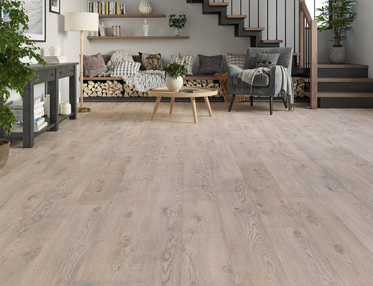 Euro Beige Oak Laminate Flooring – 12mm Bevelled Edge