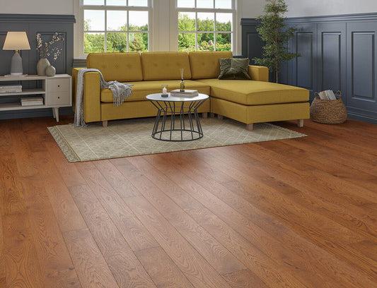 EURO Beaumont Engineered Oak 150mm – rustic dark oak planks with a UV oiled brushed finish. Durable and stylish flooring for bedrooms, dining, and living spaces.