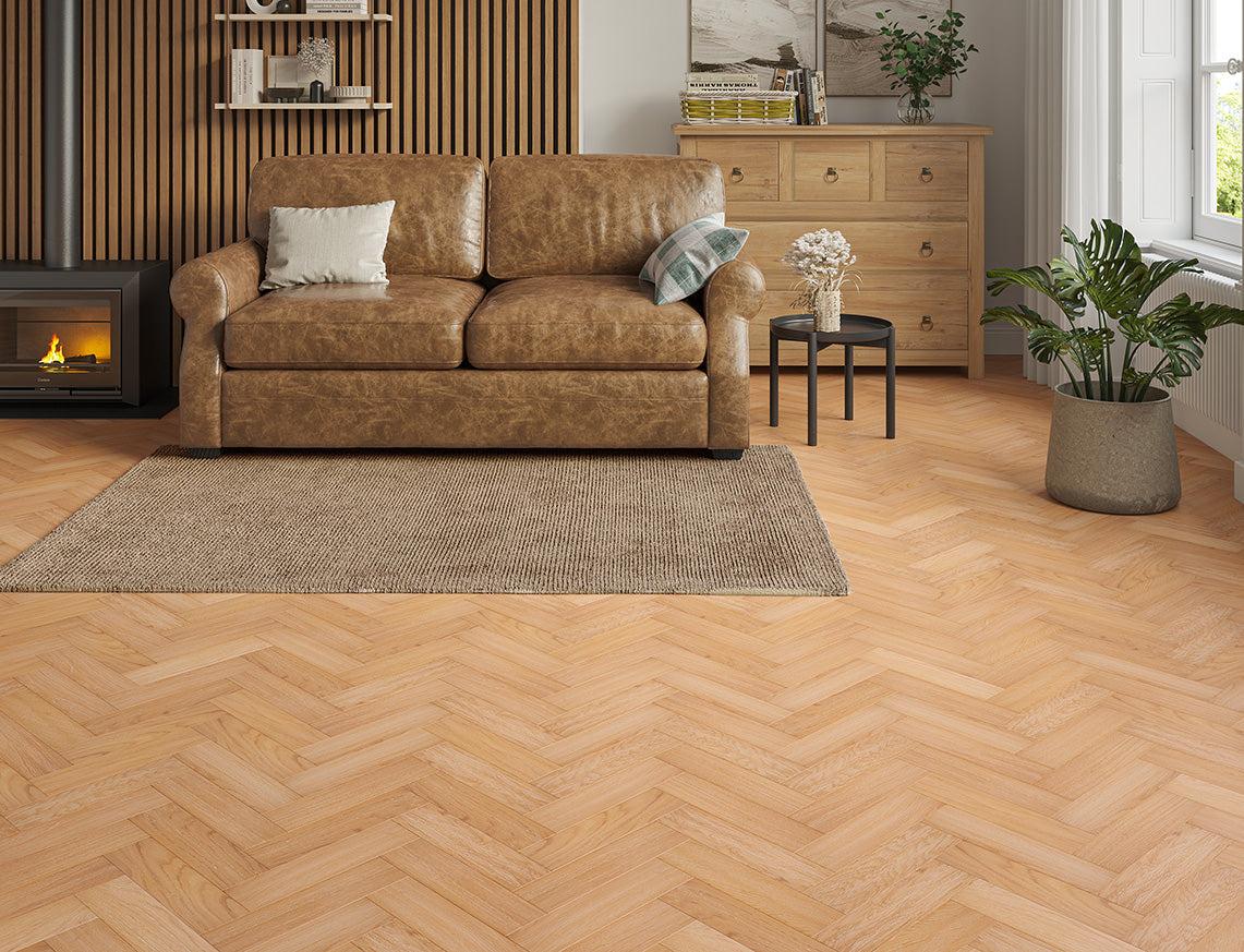 Euro Bletsoe Select Oak Brushed UV Lacquered Herringbone Engineered Wood Flooring