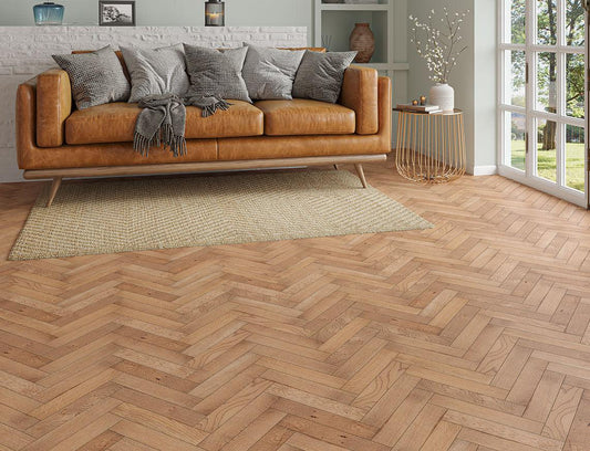 Euro Woburn Smoked Oak Brushed UV Oiled Herringbone Engineered Wood Flooring