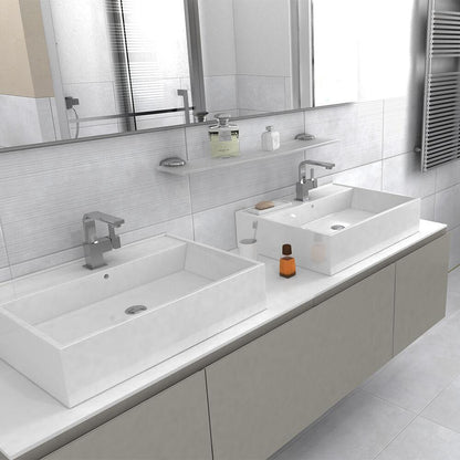 Loft White Waves Decor Glazed Porcelain Wall Tile - 300x600mm