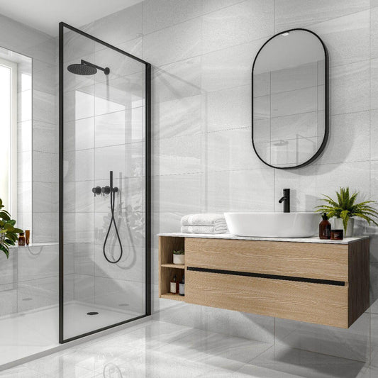 Anderley Light Grey Polished Glazed Porcelain Wall & Floor Tile - 300x600mm