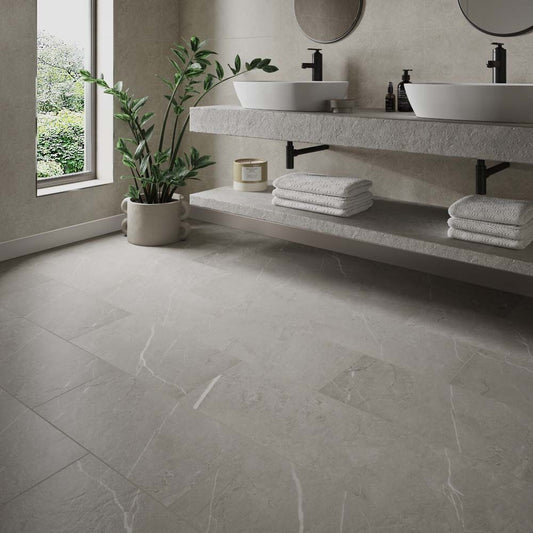 ClickLux Rodellar Stone Silver: Premium 305mm x 610mm Waterproof SPC Rigid Core Flooring