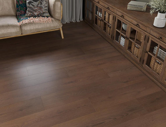 Euro Aspen 12 mm Wide-Plank Laminate – Walnut Shadow Oak