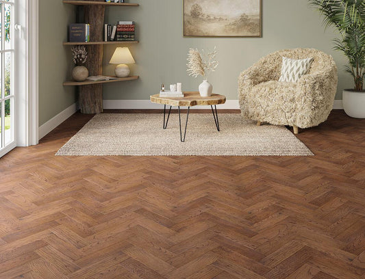 Euro Stagsden Select Oak Brushed UV Lacquered Herringbone Engineered Wood Flooring