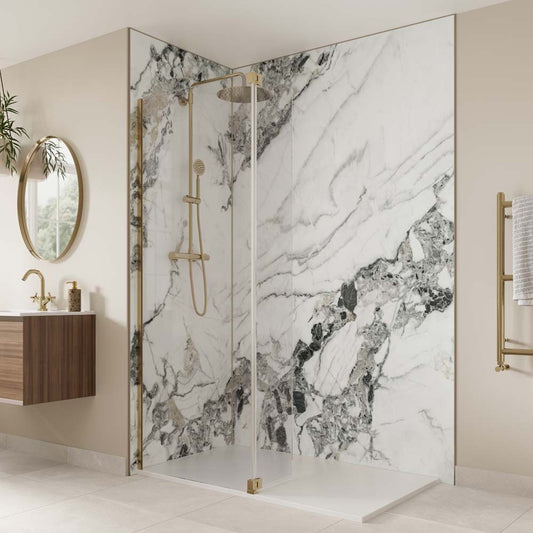 Aqua Wall™ Olympus: Dramatic Calacatta Matt SPC Waterproof Wall Panel (950mm x 2400mm)