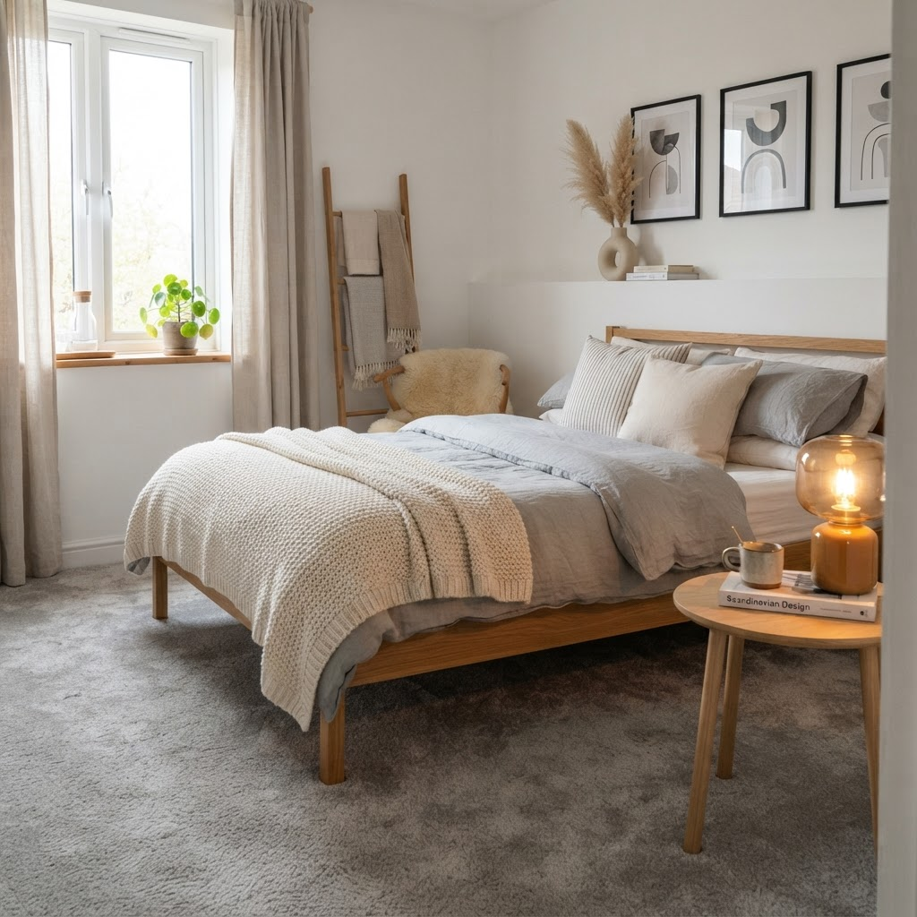 Calm bedroom featuring Wool Twist Carpet