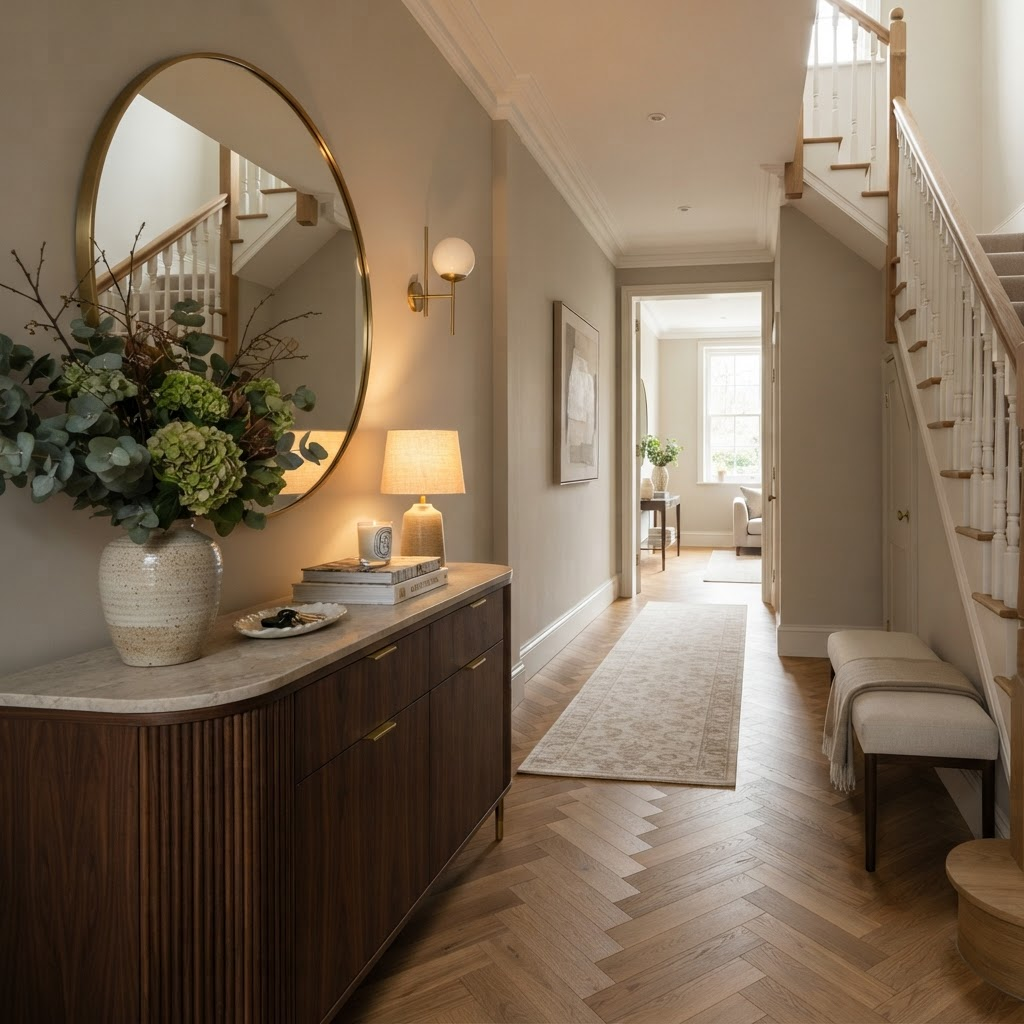 Hallway with premium flooring