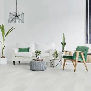 LIBERTY FLOORS Ocean - White Creme Oak - 8mm Water-Resistant Laminate Flooring