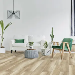 LIBERTY FLOORS Ocean - Brown Oak - 8mm Water-Resistant Laminate Flooring