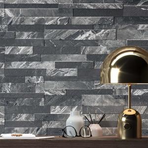 Oswald Black Split Face Matt Porcelain Wall Tile - 150x610mm