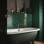 Hope Green Hexagon Gloss Ceramic Wall Tile - 150x173mm