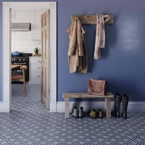 Mondrian Navy Blue Patterned Vitrified Ceramic Tile - 335x335mm