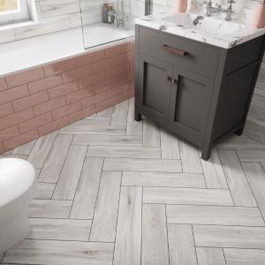 Sherwood Smoke Grey Glazed Porcelain Wall & Floor Tile - 600x150mm