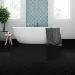 LIBERTY FLOORS Lustre Herringbone - Black - 6mm High Gloss Luxury Vinyl Flooring