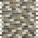 New York Beige Glass, Stone & Metal Mix MiniBrick Mosaic Tile - 305x285mm