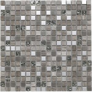 Cedar Grey Glass, Stone & Metal Mix Mosaic Tile - 300x300mm