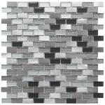 Platinum Lancer 139 Glass & Metal Mix Mini Brick Mosaic Tile - 300x300mm