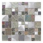Iridescent Glass, Stone & Metal Mix Modular Mosaic Tile - 300x300mm