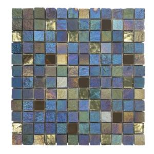 Iridescent Glass, Stone & Metal Mix Mosaic Tile - 300x300mm