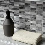Creswell Grey Stone & Metal Mix Linear Mosaic Tile - 300x300mm