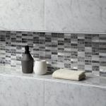 Creswell Grey Stone & Metal Mix Linear Mosaic Tile - 300x300mm