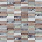 Heydon Beige Mix Stone, Glass & Metal Linear Mosaic Tile - 300x300mm