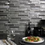 Ashby Grey Glass & Metal Mix Offset Linear Mosaic Tile - 300x300mm