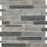 Ashby Grey Glass & Metal Mix Offset Linear Mosaic Tile - 300x300mm