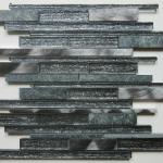 Kenton Grey Glass, Stone & Metal Mix Offset Linear Mosaic Tile - 310x300mm
