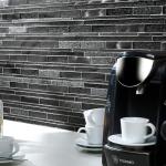 Kenton Grey Glass, Stone & Metal Mix Offset Linear Mosaic Tile - 310x300mm
