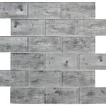Horizon Silver Wood Effect Glass Bric Mosaic Tile - 300x300mm