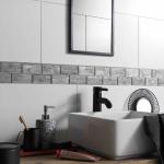 Horizon Silver Wood Effect Glass Bric Mosaic Tile - 300x300mm