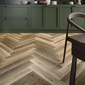 ClickLux Golden Oak Herringbone 5.2mm SPC Laminate Flooring - 630x126mm