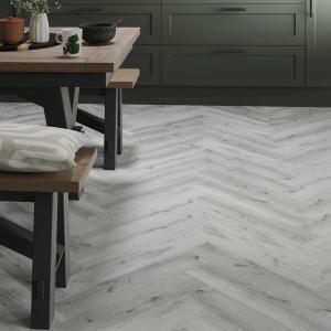 ClickLux Wyre Silver Oak Herringbone 5.2mm SPC Laminate Flooring - 630x126mm