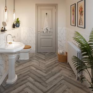ClickLux Haldon Antique Oak Herringbone 5.2mm SPC Laminate Flooring - 630x126mm