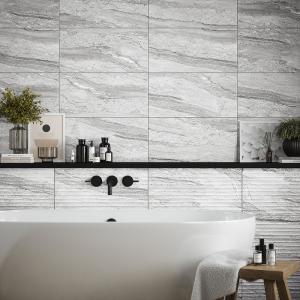 Laurent Grey Decor Matt Ceramic Wall Tile - 300x600mm