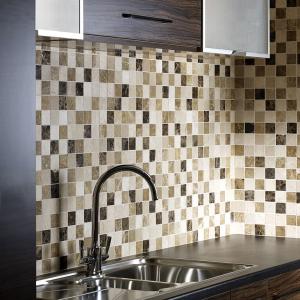 Emperador Mix Polished Marble Mosaic Tile - 305x305mm