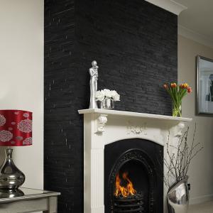 Black Split Face Slate Cladding Tile - 100x360mm