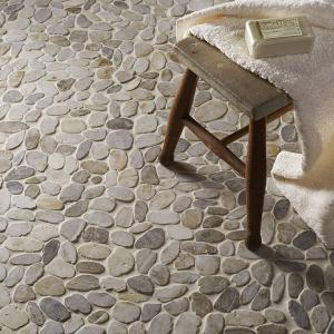 Riverstone White Flat Cut Pebble mosaic Tile - Large CPT02 - 305x305mm