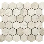 Vanilla Cream Mix Finish Marble Hexagon Mosaic Tile - 295x260mm