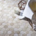 Vanilla Cream Mix Finish Marble Hexagon Mosaic Tile - 295x260mm
