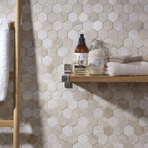 Vanilla Cream Mix Finish Marble Hexagon Mosaic Tile - 295x260mm